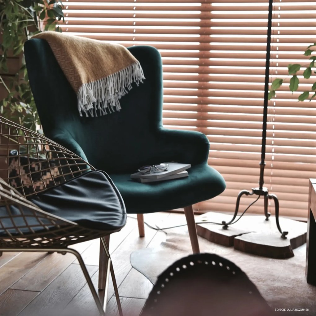 Fotel tapicerowany MOSS VELVET zielony HOMLA