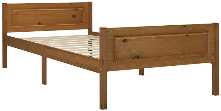 Drewniane jednoosobowe łóżko miodowy brąz 100x200 E6-S37