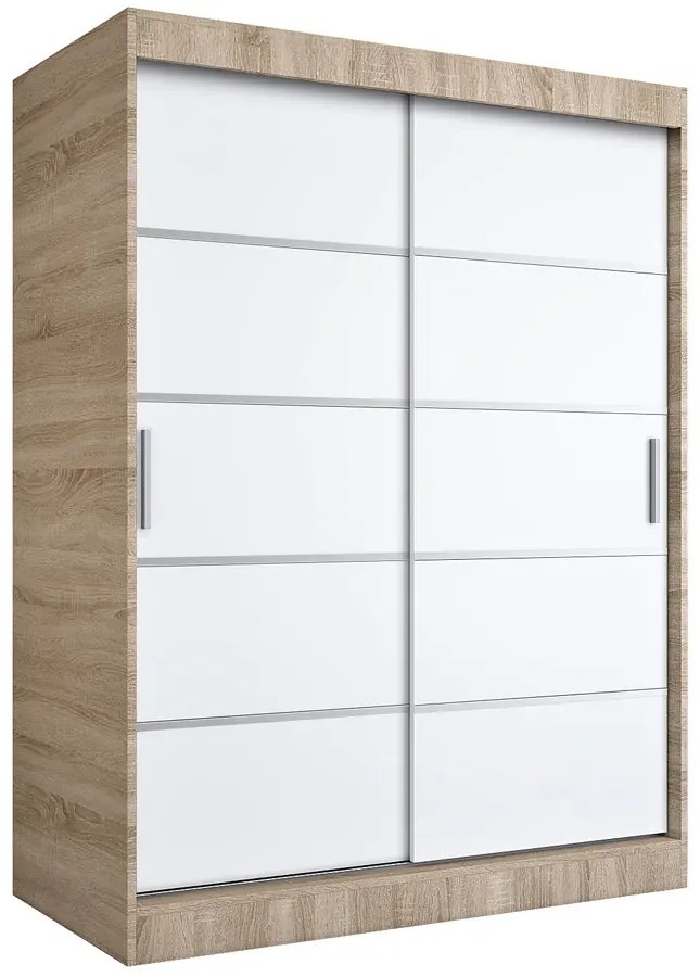 Szafa przesuwna dąb sonoma + biały 150 cm - Bohosa 4X