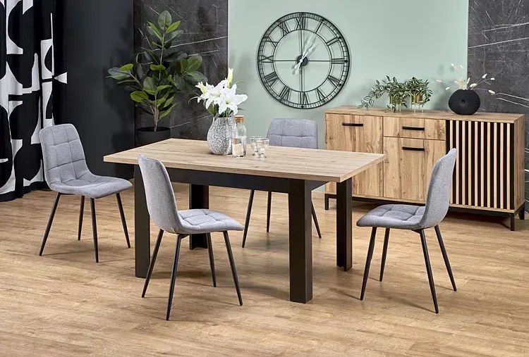 Klasyczny stół rozkładany dąb artisan + czarny K7-E79