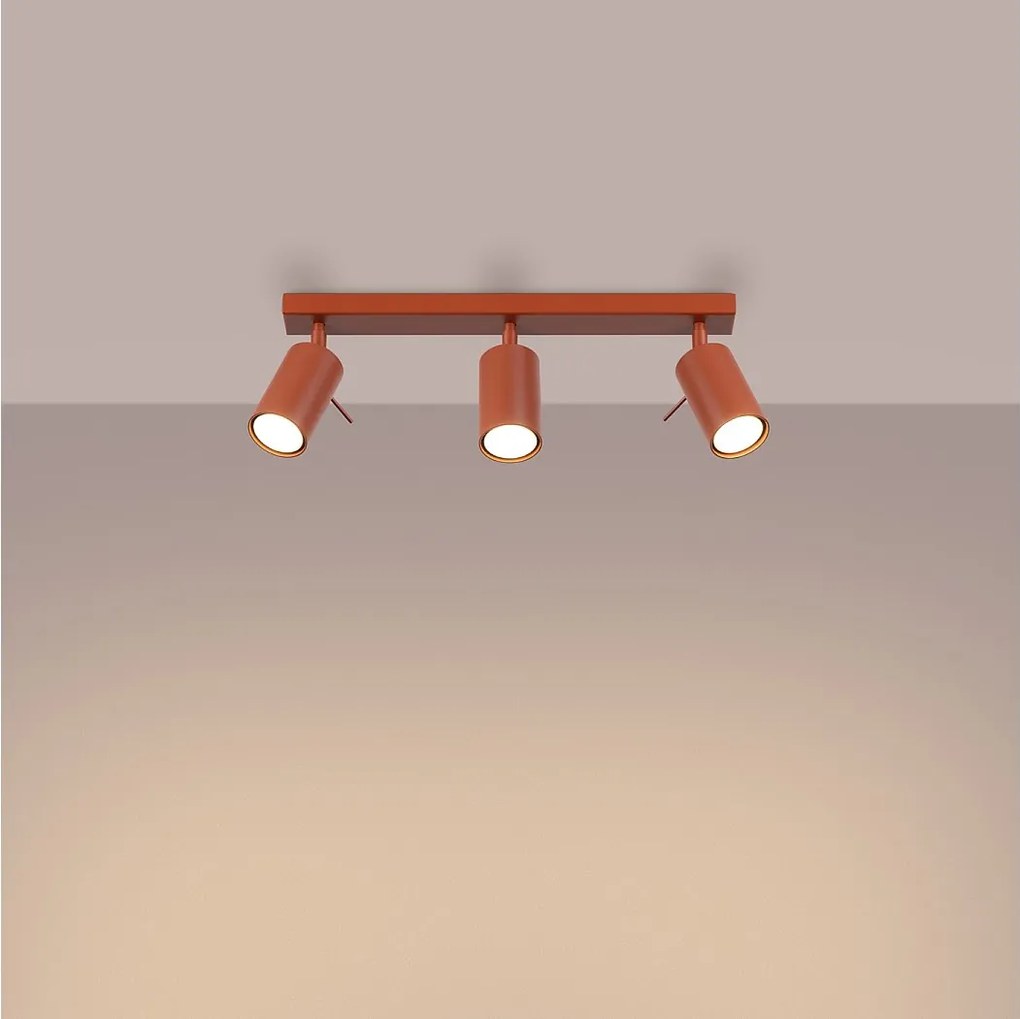Lampa sufitowa nowoczesny Briix, stal - 3 źródło światła 3000K - L.45 x H.17 cm - ochra czerwona