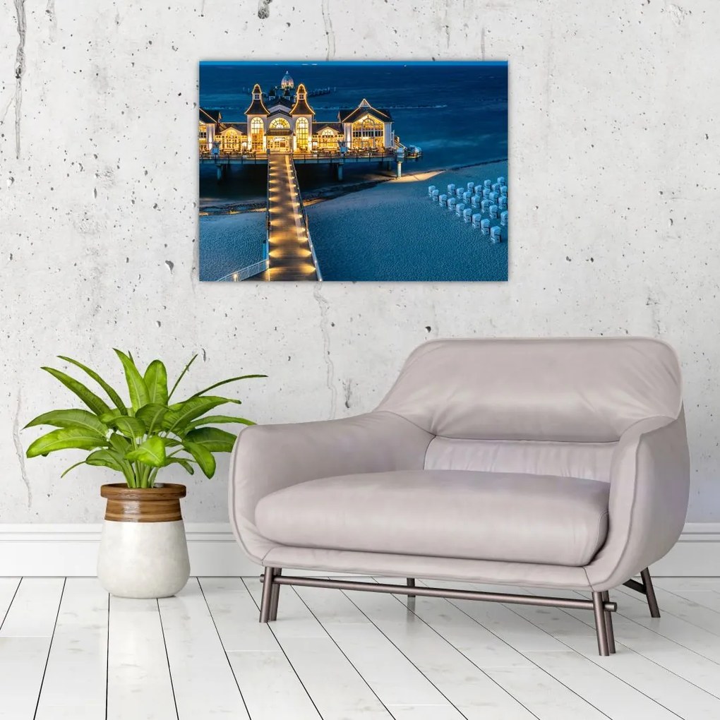 Obraz na szkle - hotel na plaży (70x50 cm)