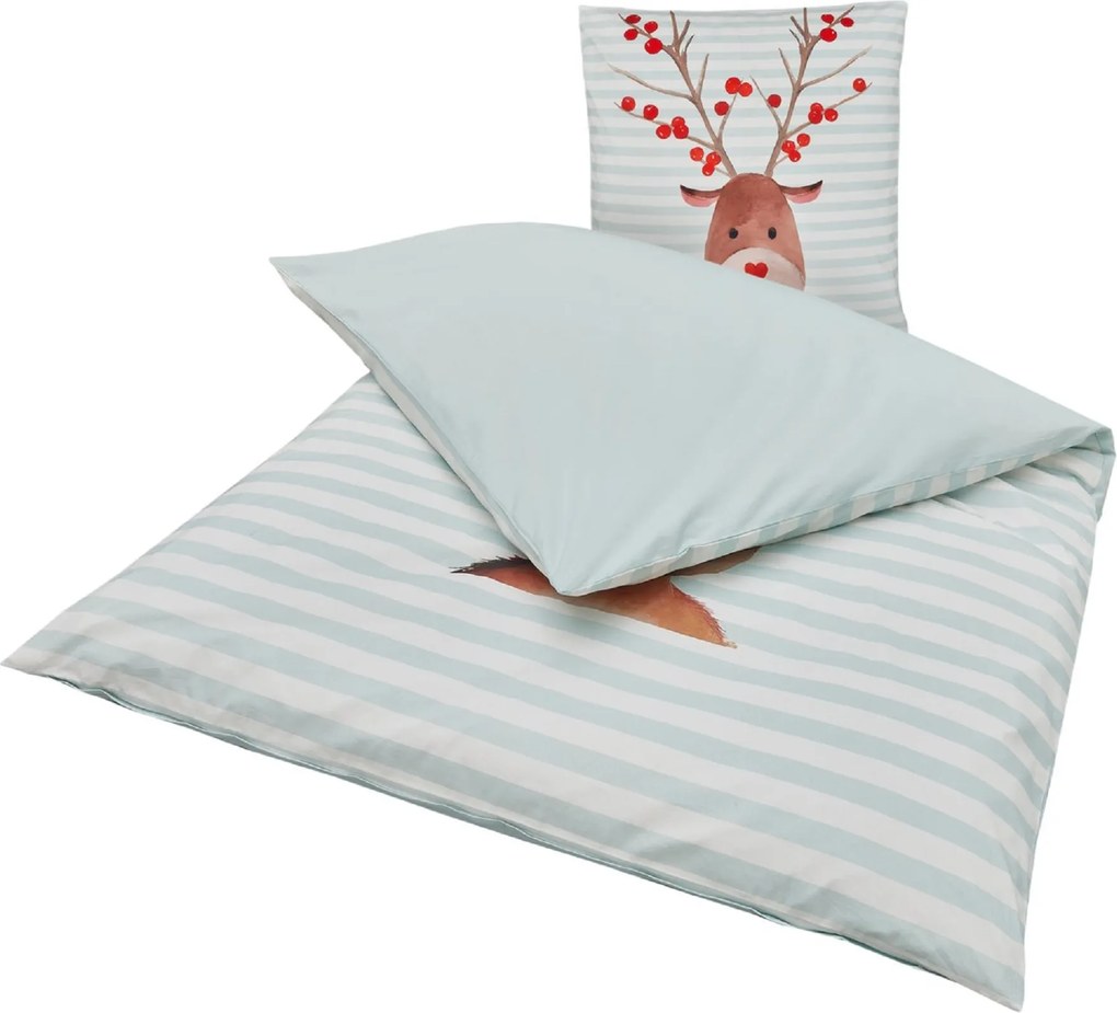 PrzytulneMieszkanie.pl PrzytulneMieszkanie.pl Dziecięca pościel z bawełny renforcé FYNN FROST jasnoniebieska Rozmiar pościeli: 80 x 80 cm | 135 x 200 cm