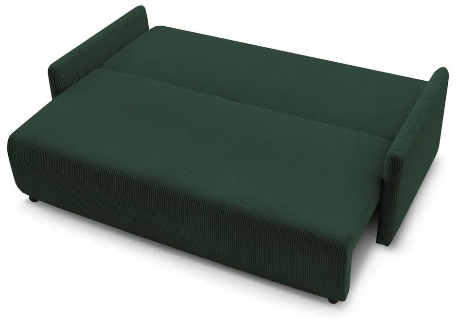 Ciemnozielona sztruksowa rozkładana sofa 211 cm Marcel – Bobochic Paris