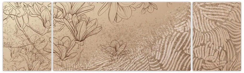 Obraz - Rysowane kwiaty (170x50 cm)