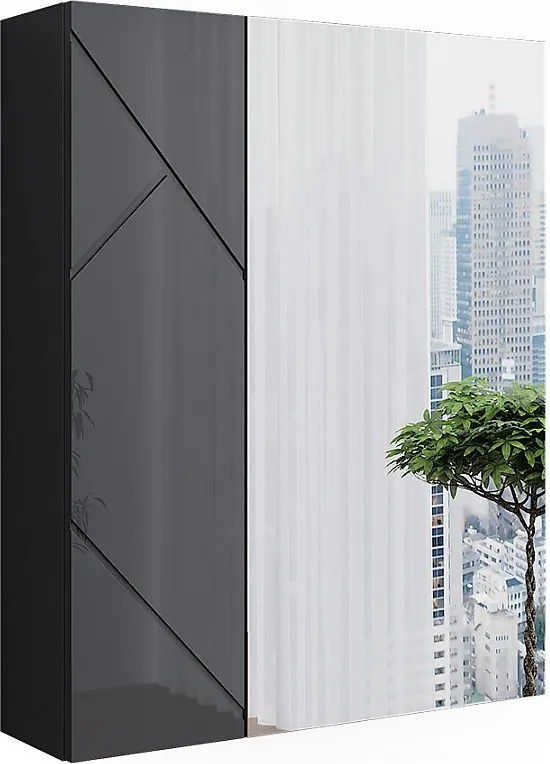 Szafka łazienkowa z lustrem antracyt wysoki połysk/antracyt 60x17.2x75 irma