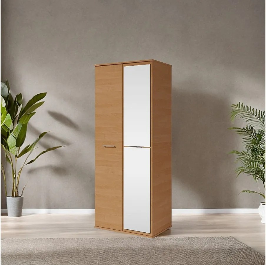 Szafa Otwierana Dwudrzwiowa z Lustrem 80cm x 200cm  OLCHA | Półki + Wieszak