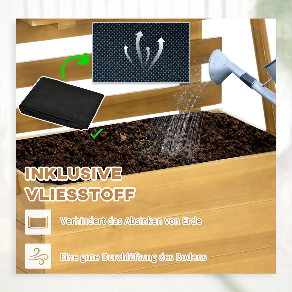 Outsunny Skrzynki Drewniane Ogrodowe 63x39cm z 3 Półkami na Ogrodzie Dziecka - Aosom PL