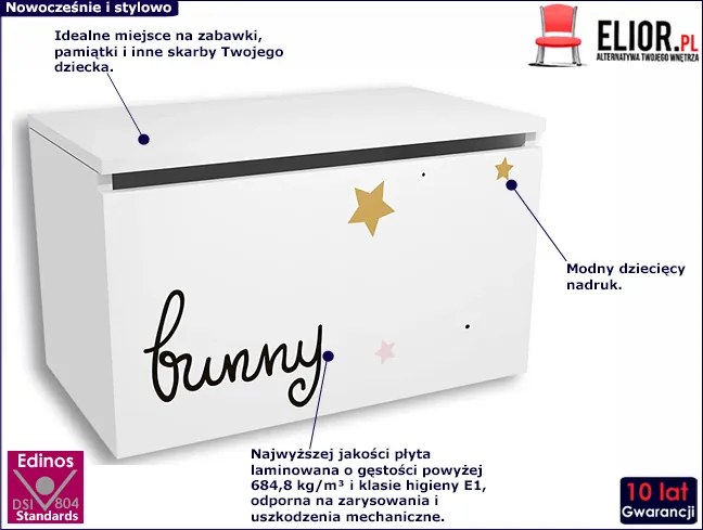 Biała skrzynia na zabawki A1-G55