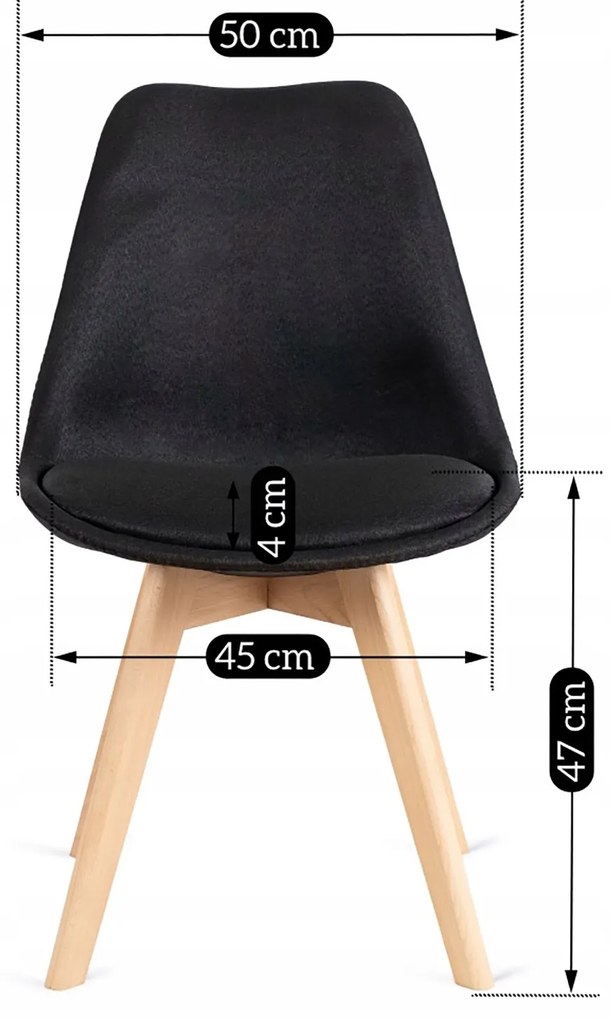 Krzesło Tapicerowane do Jadalni NEVEL Czarne Skandynawskie