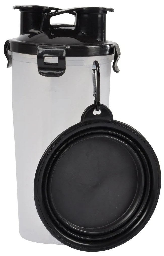 Zestaw podróżny dla psa i kota, butelka na wodę i karmę + składana miska