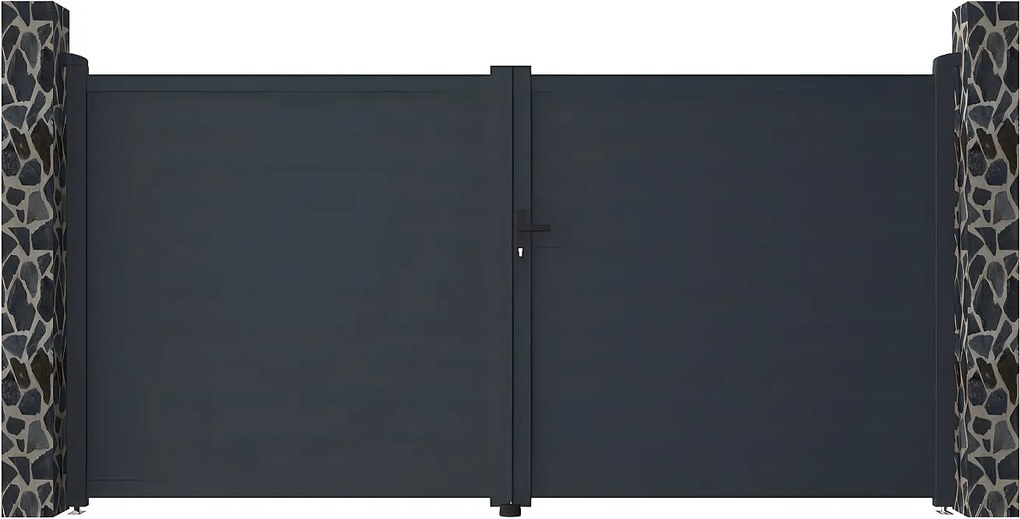 Brama wjazdowa rozwierna NAZARIO, pełna, z aluminium w kolorze antracytowym – 350 × 173 cm (szer. × wys.)
