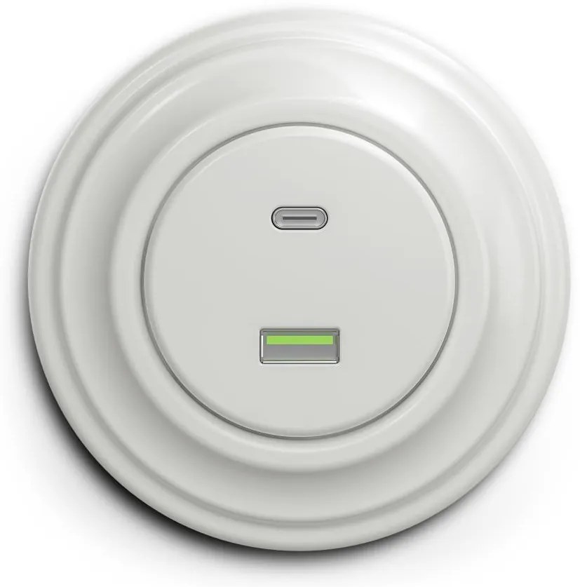 Kliklap - Retro gniazdo USB A+C z ramką, białe