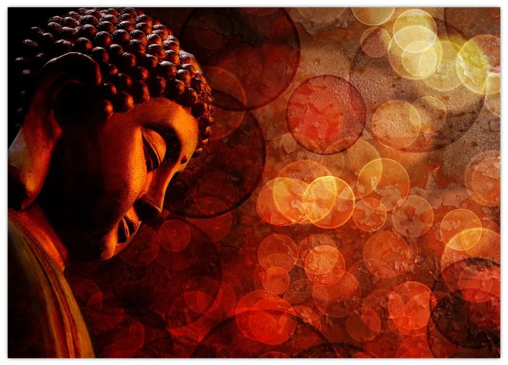 Obraz - Budda w odcieniach czerwieni (70x50 cm)