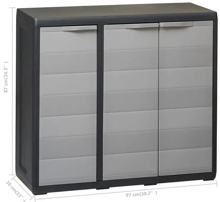 Trzydrzwiowa szafka balkonowa gospodarcza czarny + szary - Kendall 4X