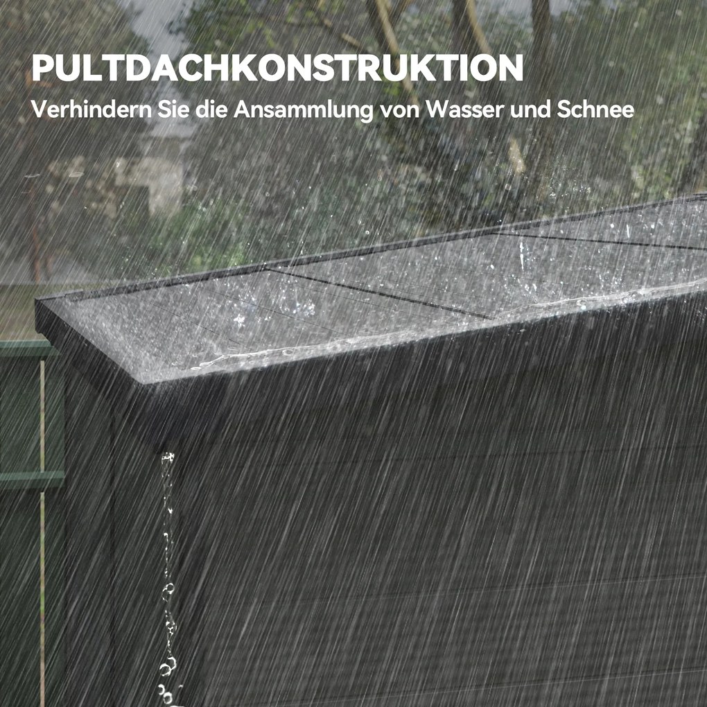Outsunny 1,9 x 1,9 m Szopa Ogrodowa, Szopa na Narzędzia z Tworzywa Sztucznego, Drzwi Zamykane, 2 Otwory Wentylacyjne, Ciemnoszary