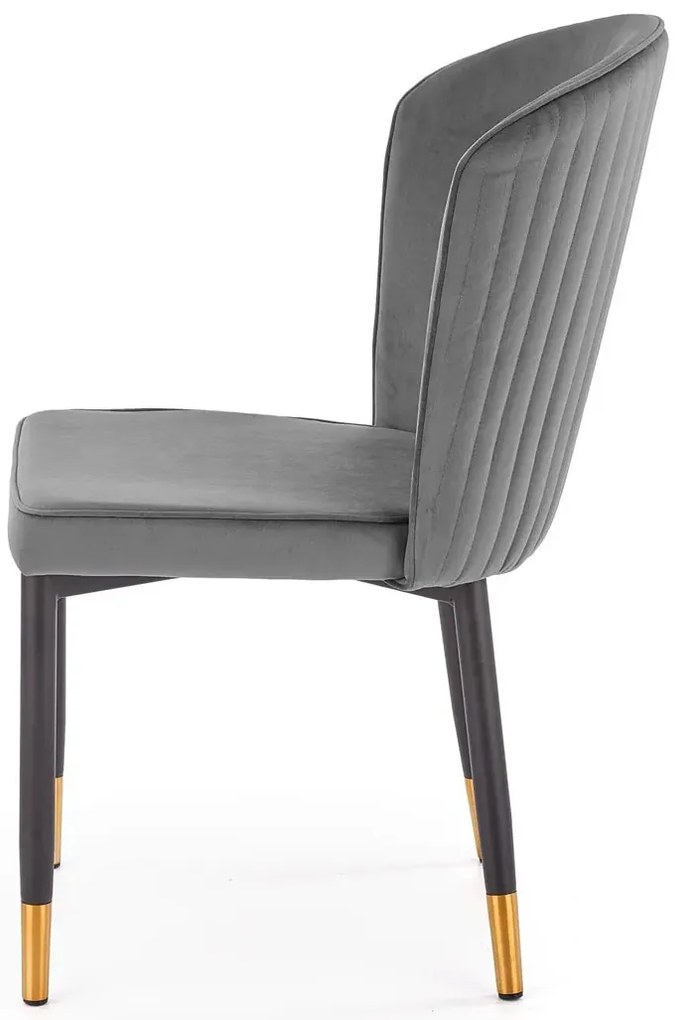 Szare pikowane krzesło tapicerowane glamour N4-S45