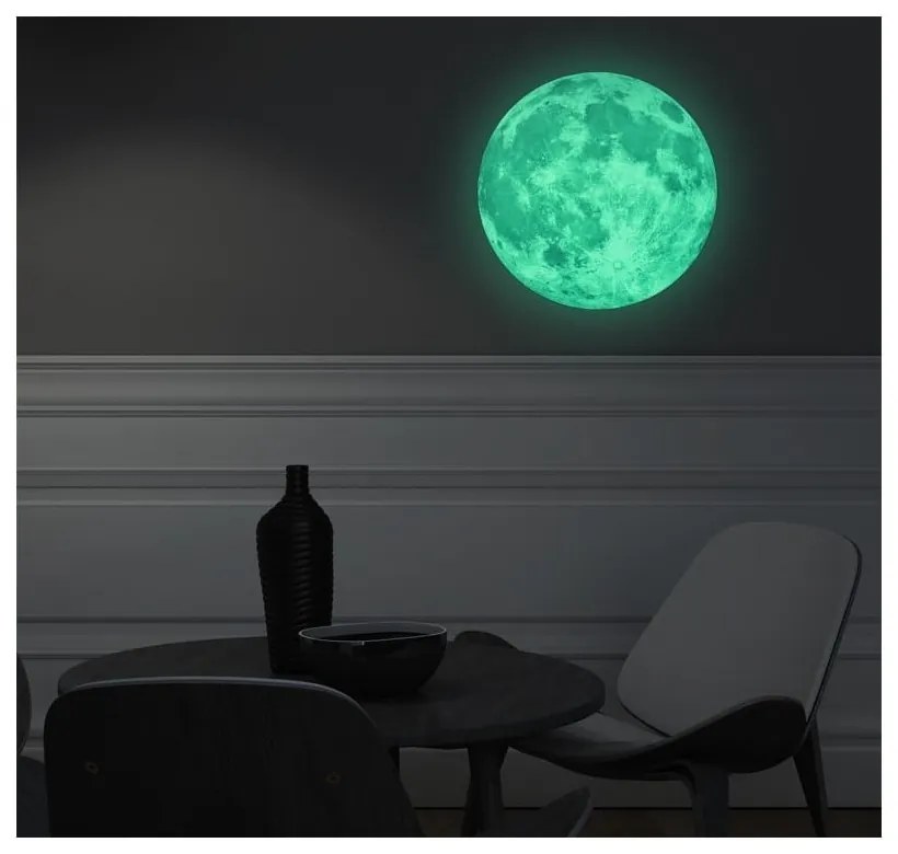 Świecąca naklejka dziecięca Ambiance Real Moon, ⌀ 30 cm