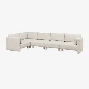 5-częściowa Sofa Modułowa Narożna Lewa Z Tkaniny Bouclé Artemisa Tkanina Bouclé W Kolorze Kremowo-beżowym - Sklum