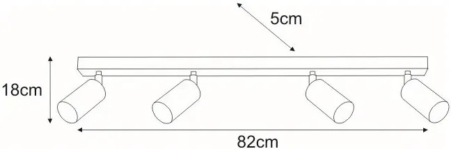 Lampa czarna sufitowa reflektory 4 H4-E06