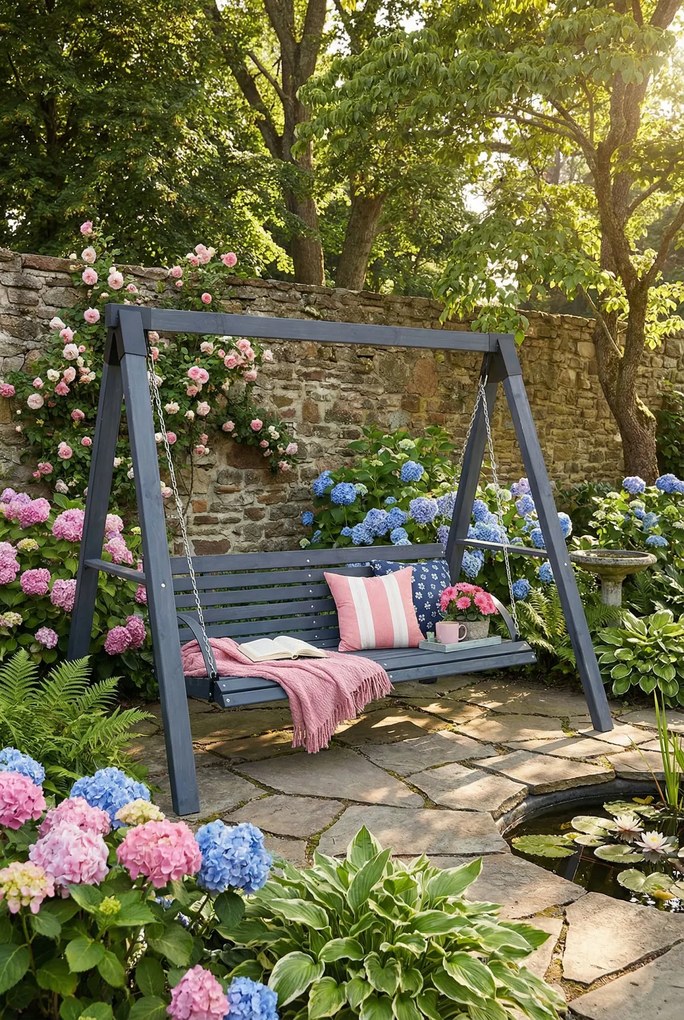 Szara huśtawka do ogrodu H6-A84