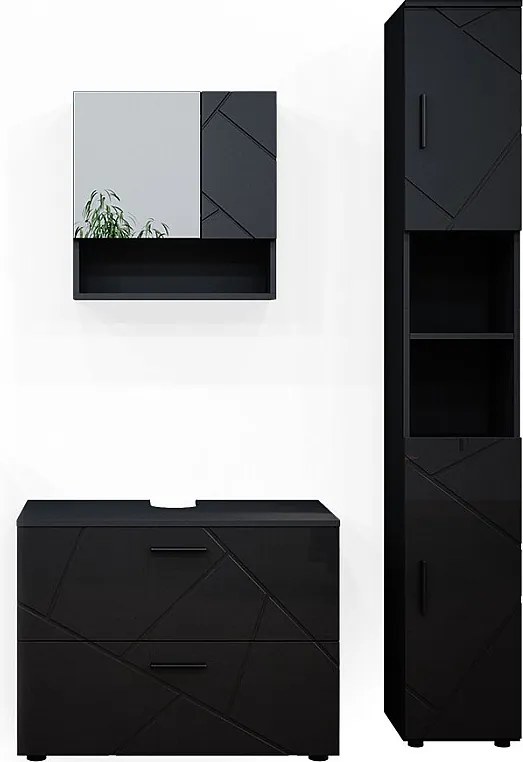 Zestaw mebli łazienkowych antracyt wysoki połysk 80x41x58.6 irma