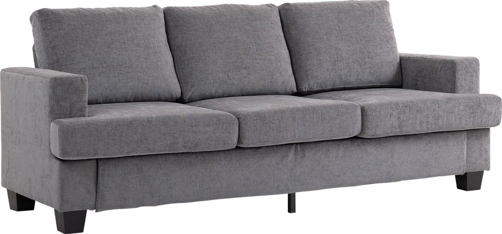 HOMCOM 3-osobowa sofa, sofa do salonu dla 3 osób, pokrycie z tkaniny, stalowa rama, tapicerowana sofa, Szary