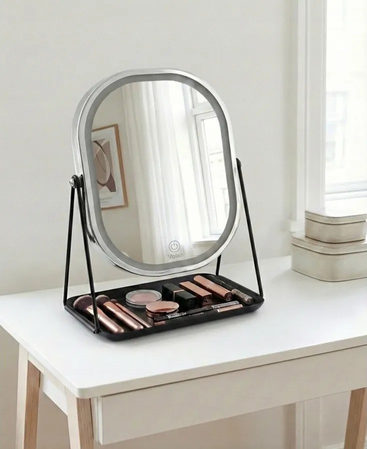 Lusterko Do Makijażu PREMIUM METALOWE Kosmetyczne PODŚWIETLANE LED | VOLAN