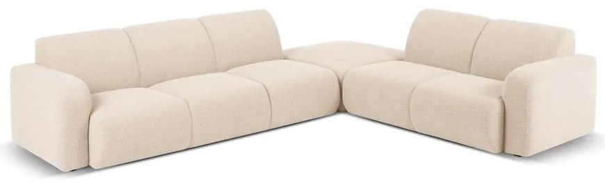 Beżowy narożnik z materiału bouclé (prawostronny) Molino – Micadoni Home
