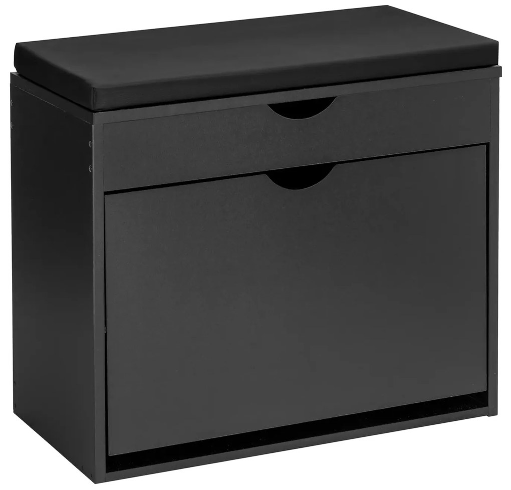 Otwierana czarna szafka na buty z siedziskiem  E5-H58