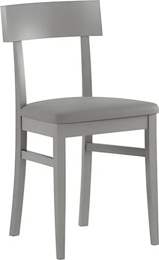 Komplet 2 jasnoszarych krzeseł do salonu "Siena" z lakierowanego drewna, tapicerowanych w nowoczesnym stylu, 44x45 cm, wysokość 82 cm.