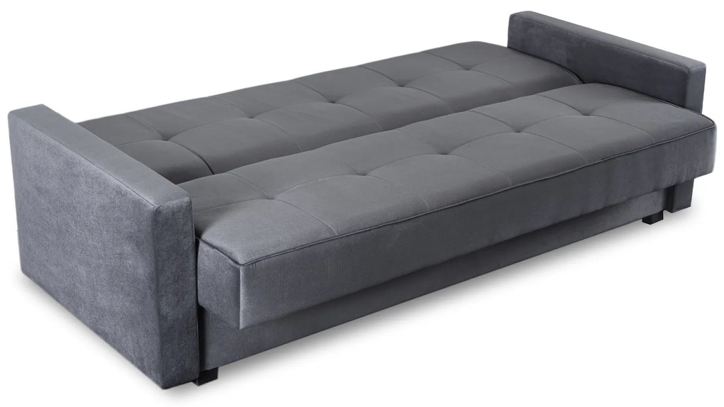 Sofa z Funkcją Spania ALUNA Rozkładana Wersalka Dwuosobowa Szara Nowoczesna do Salonu