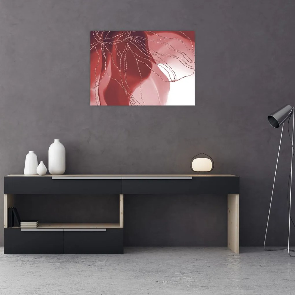 Obraz na szkle - Czerwony abstrakcyjny kwiat N⁰1 (70x50 cm)