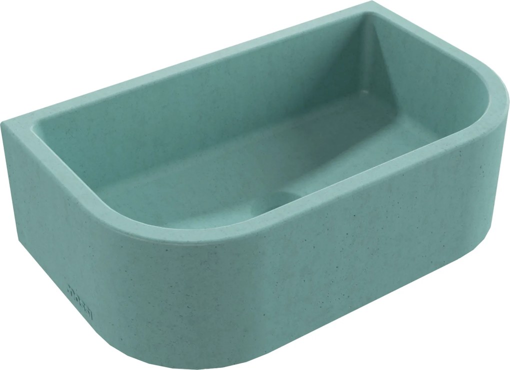 Umywalka betonowa półokrągła wisząca / nablatowa bez otworu na baterię 49 x 30 cm PALANGA | różne kolory : Kolor - Turkusowy, Typ montażu - podwieszana