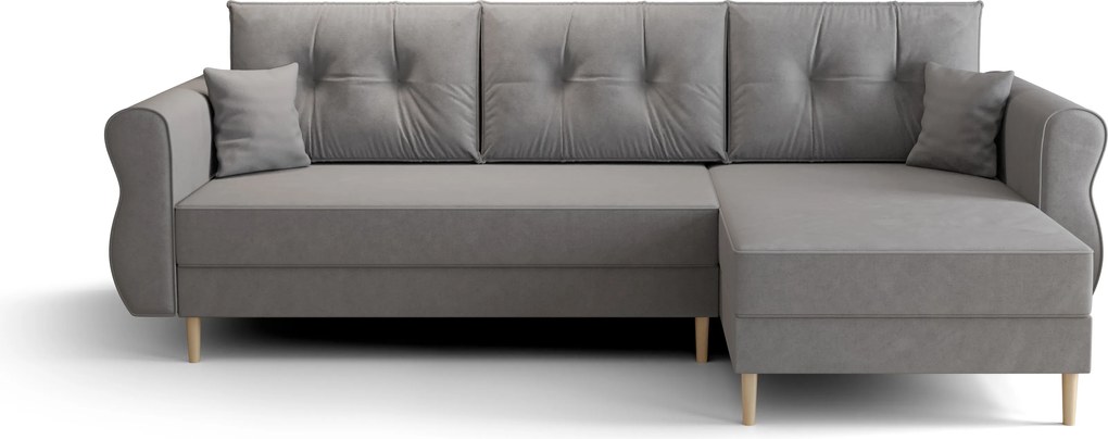 Rozkładana narożna sofa SILVIANO 230x140 cm, szara, uniwersalna
