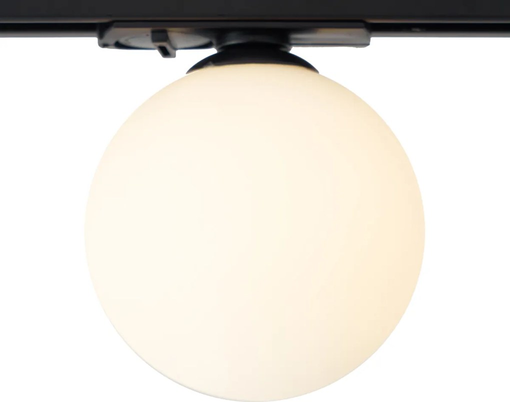 Nowoczesny owalny system szynowy czarny z 3 lampami wiszącymi i 2 lampami sufitowymi białymi 1-fazowy - Iconic Perle