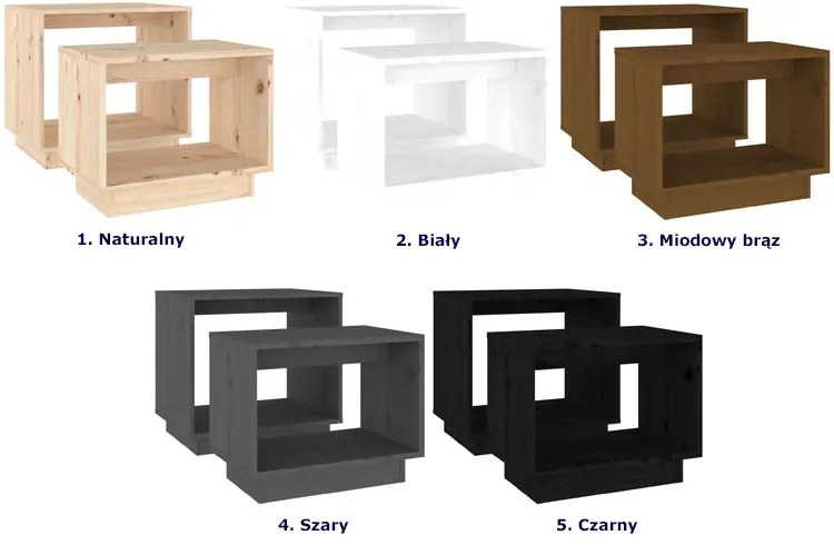 Naturalny komplet 2 drewnianych stolików kawowych T5-N88