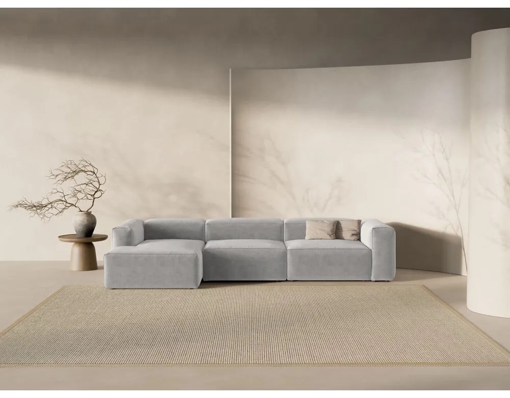Jasnoszary narożnik (lewostronny/z szezlongiem) Bergamo – Cosmopolitan Design