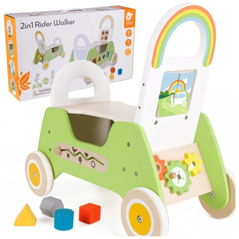 Classic world drewniany jeździk montessori pchacz 2w1