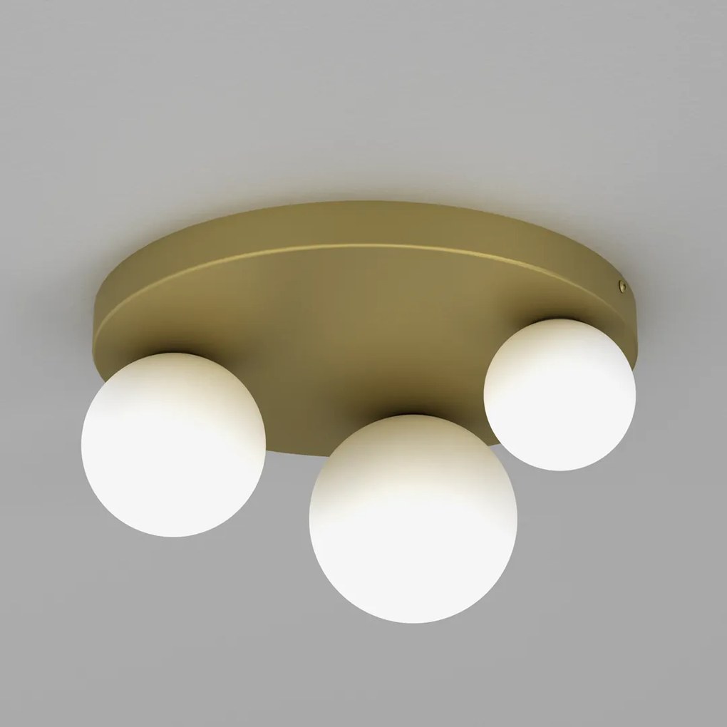 Lampa sufitowa BIBIONE GOLD 3xG9, złota, biała, 3 kule, na kole