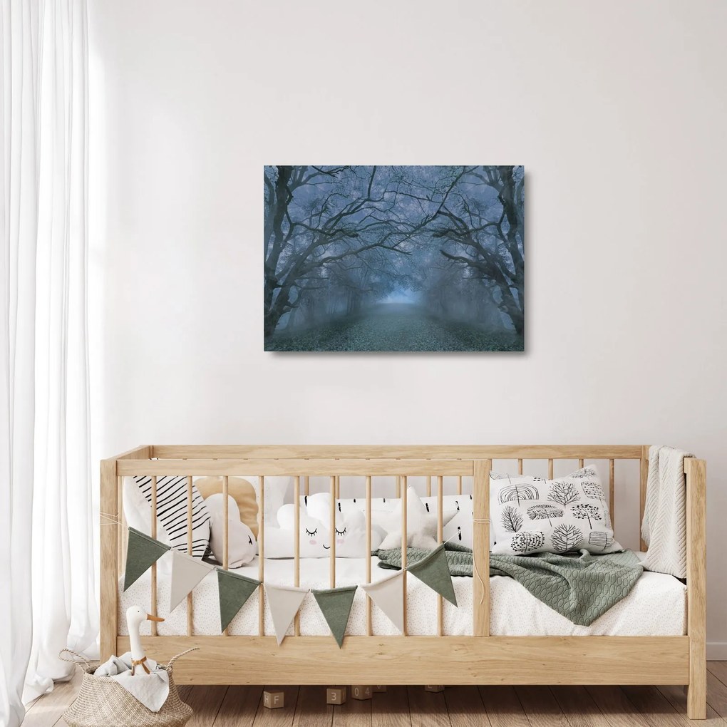 Obraz na szkle lasu we mgle (70x50 cm)