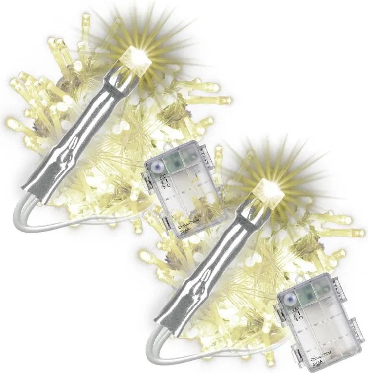 Zestaw świątecznych łańcuchów LED100 diod ciepły biały 2 szt