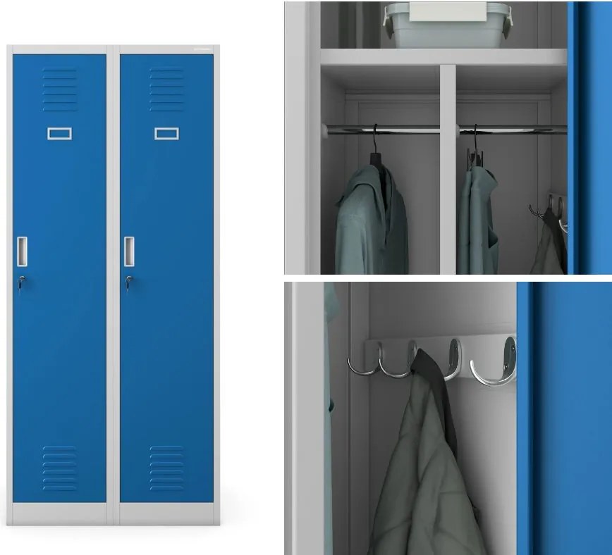 Szafa socjalna czterokomorowa Kacper 80x50x180 cm szary/niebieski
