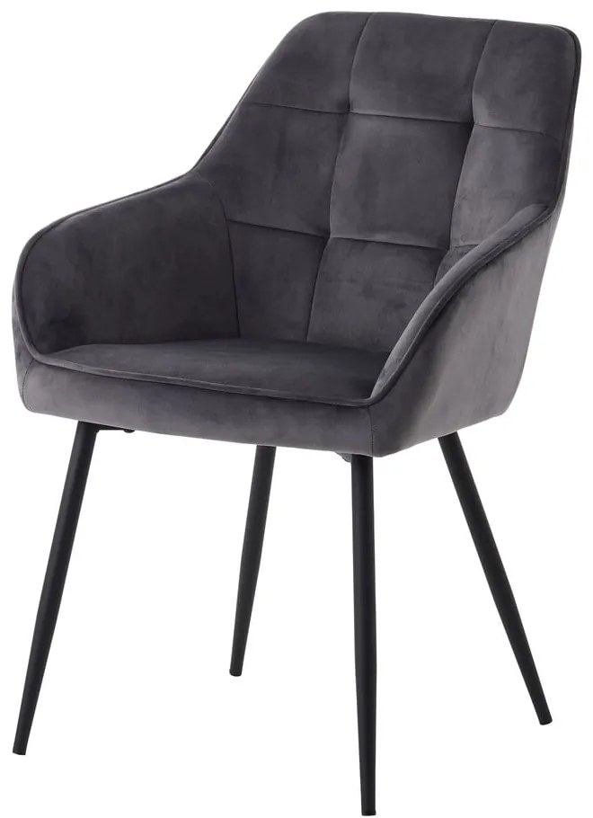 Szare aksamitne krzesła z podłokietnikami zestaw 2 szt. Nolan Square – Unique Furniture