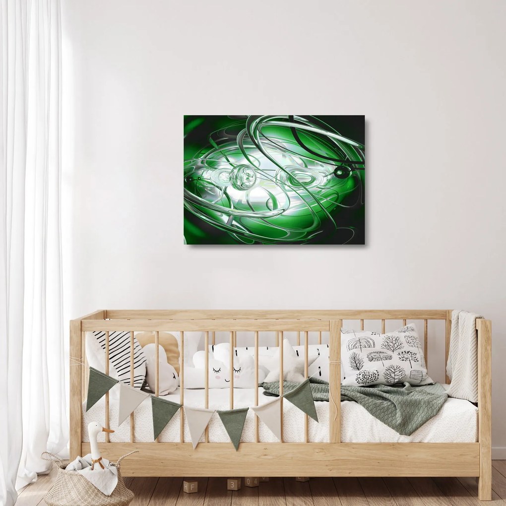 Obraz na szkle - zielony abstrakcyjny obraz (70x50 cm)