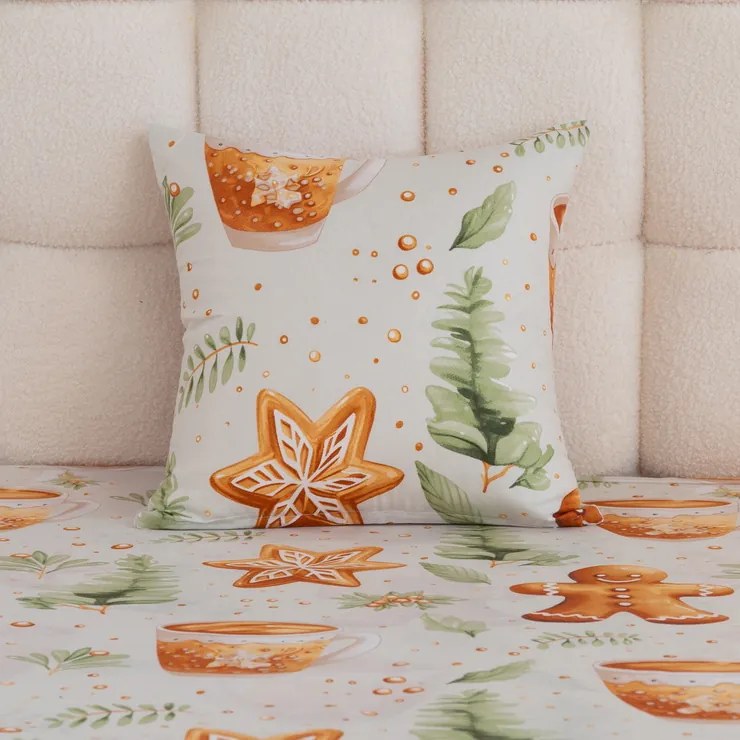 Poszewka na poduszkę z mikrofibry WINTER GINGERMAN 45x45 cm, biała