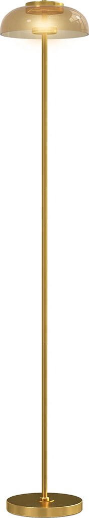HOMCOM LED Lampa stojąca do salonu, lampa podłogowa z ciepłym światłem 3000 K, włącznik nożny, 25 x 25 x 134 cm, mosiądz