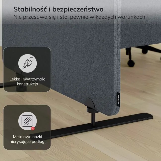 Parawan akustyczny, ścianka biurowa Carbon Fog, 260/145 cm: SADIE