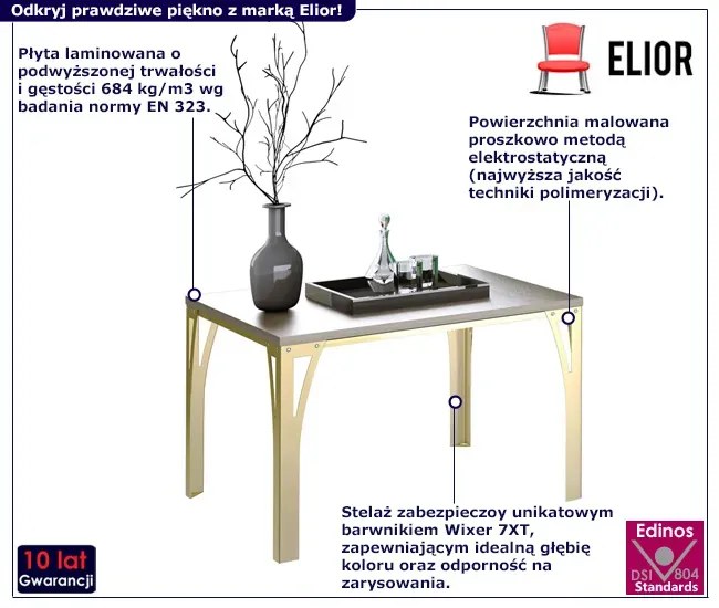 Kwadratowy stolik kawowy złoty + dąb sonoma Mavel