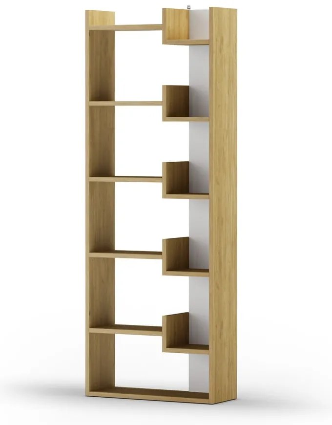 Biały regał w dekorze dębu 60,5x162 cm Klapo – Marckeric